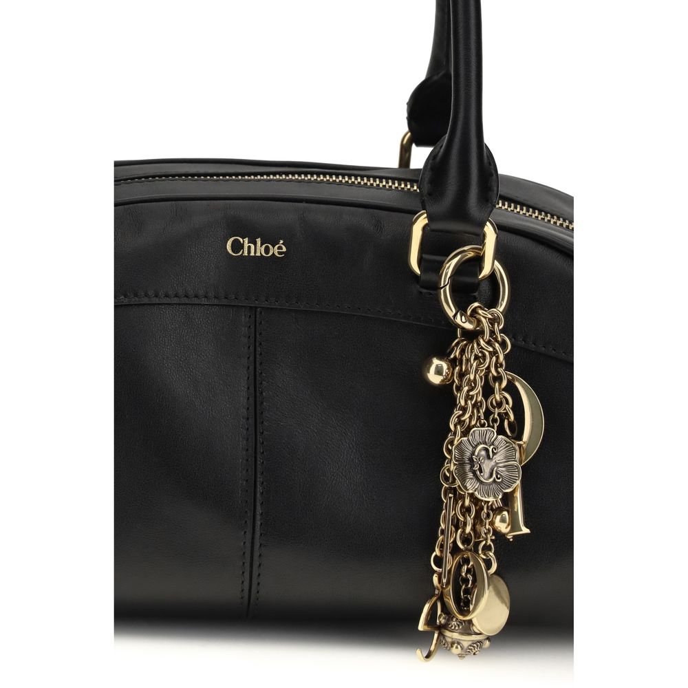 Chloé Black Calf Leather Bowling Bag