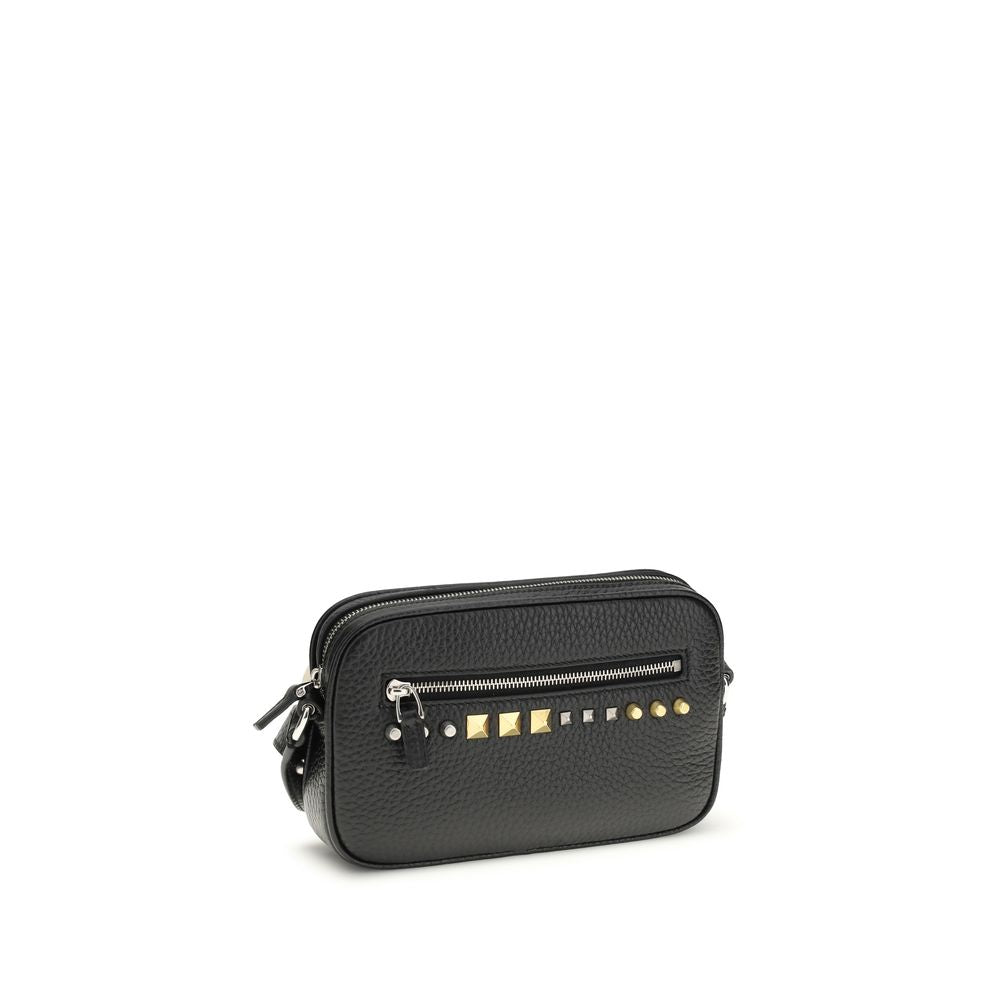 Valentino Garavani Black Calf Leather Rockstud Mini Shoulder Bag