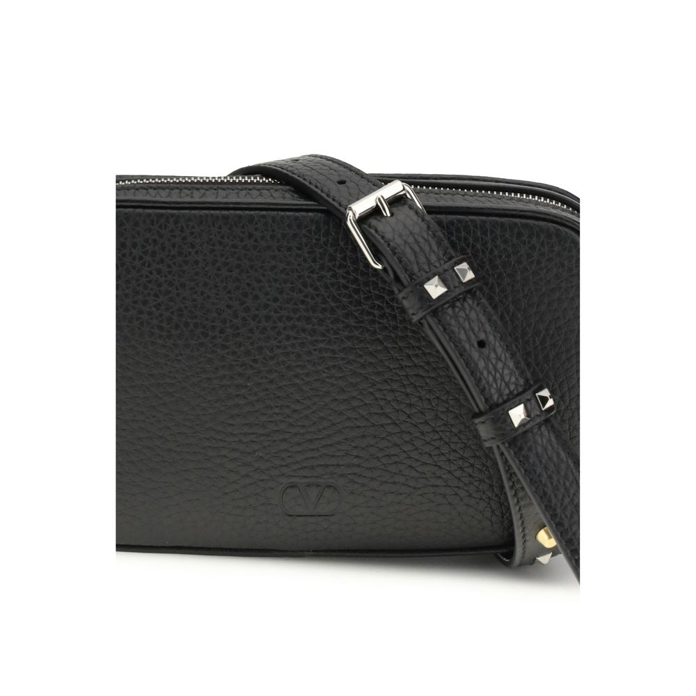 Valentino Garavani Black Calf Leather Rockstud Mini Shoulder Bag