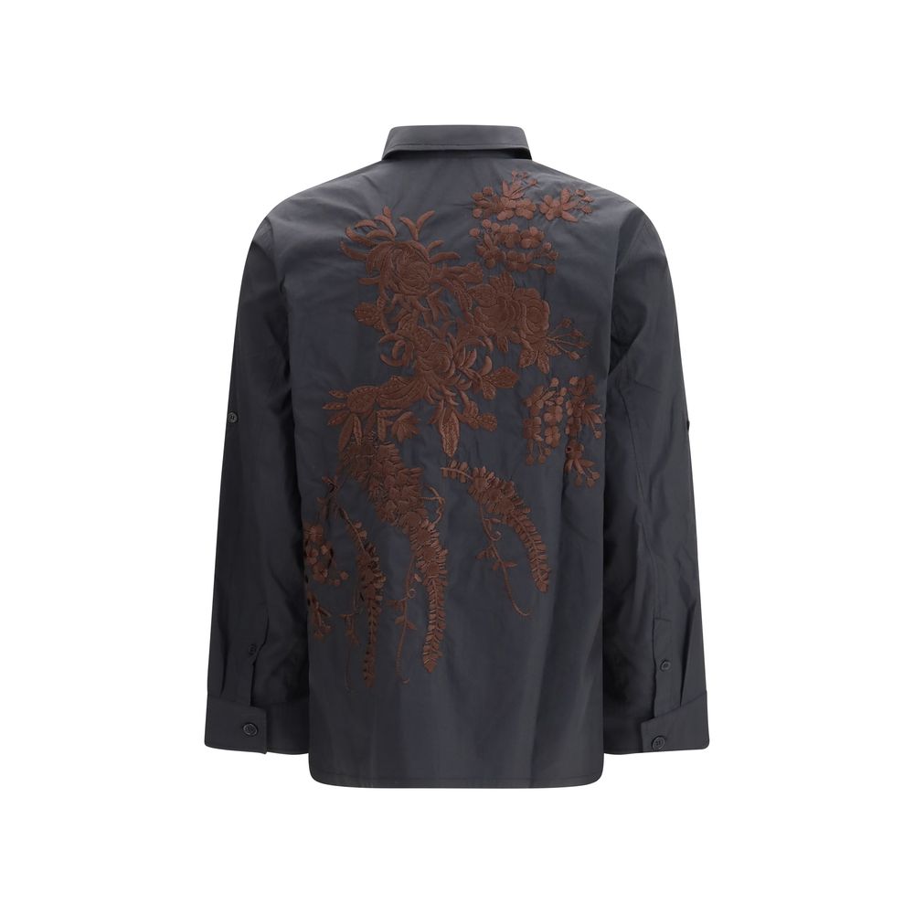 P.A.R.O.S.H. Black Cotton Shirt - Elegant Embroidered Detail