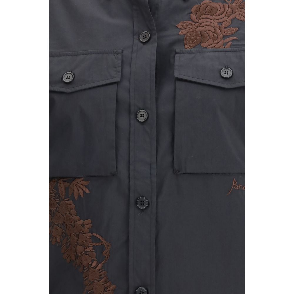 P.A.R.O.S.H. Black Cotton Shirt - Elegant Embroidered Detail