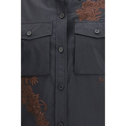 P.A.R.O.S.H. Black Cotton Shirt - Elegant Embroidered Detail