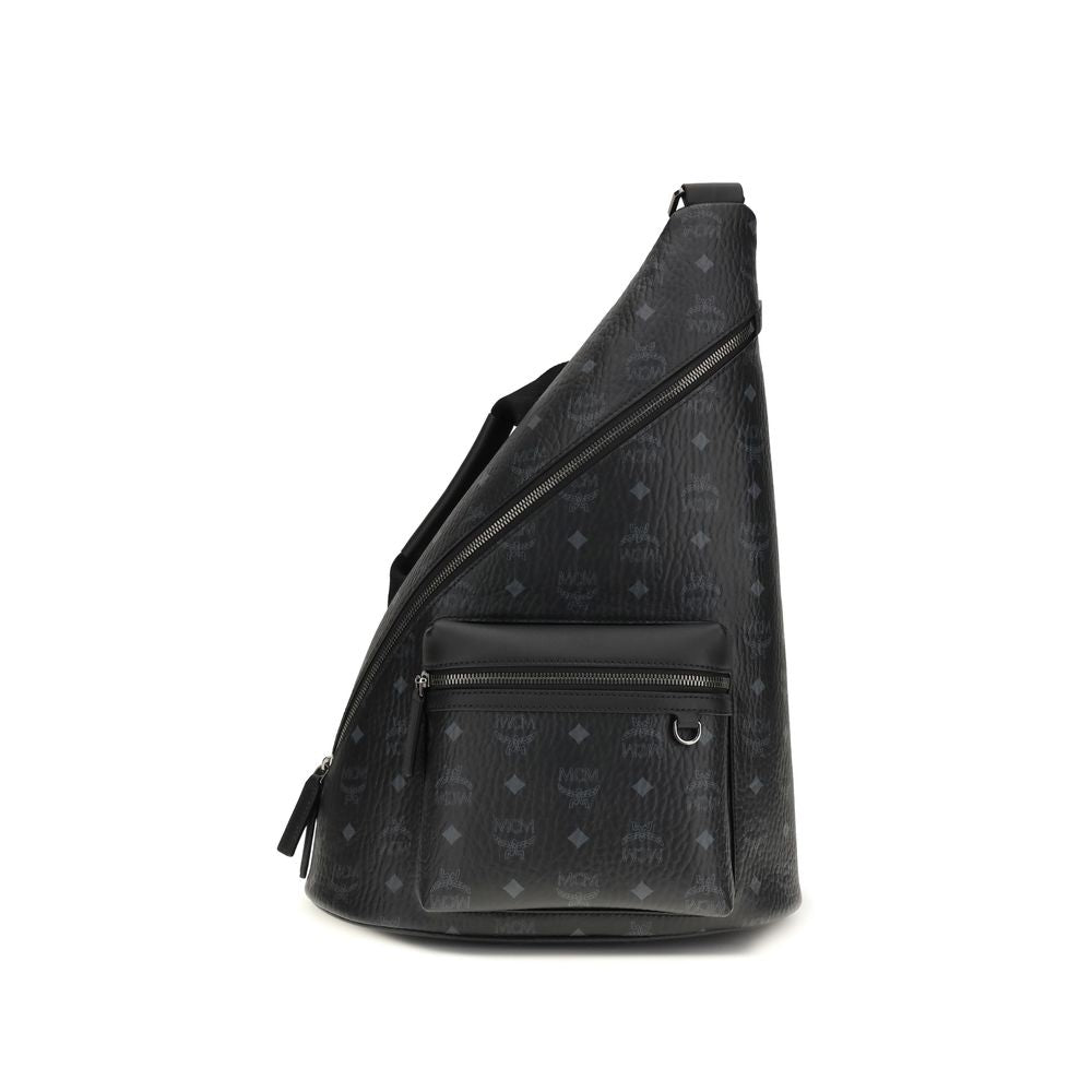 MCM Black Fabric Shoulder Bag - Aren Sling Backpack