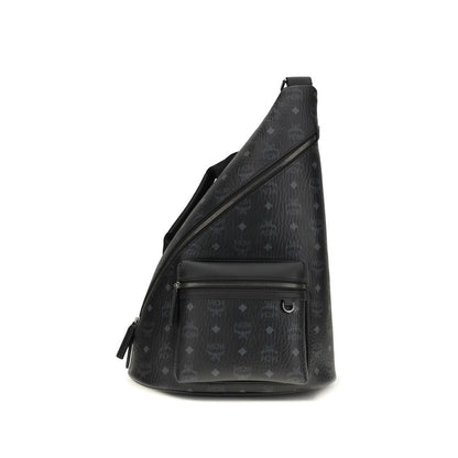 MCM Black Fabric Shoulder Bag - Aren Sling Backpack