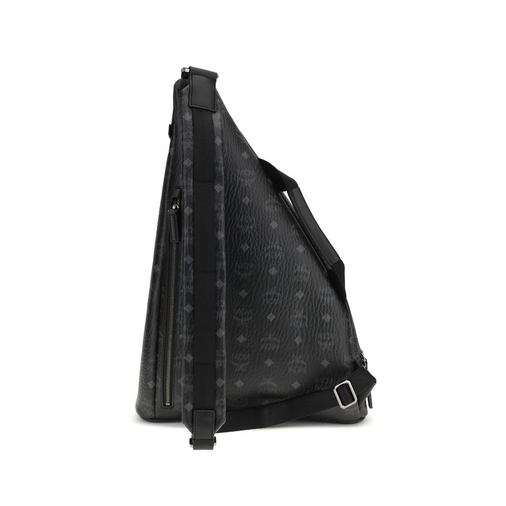 MCM Black Fabric Shoulder Bag - Aren Sling Backpack