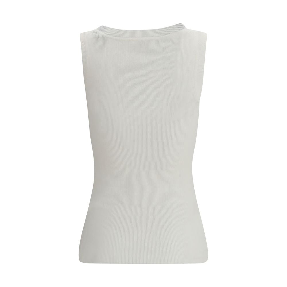 P.A.R.O.S.H. Cream Cotton Ribbed Tank Top