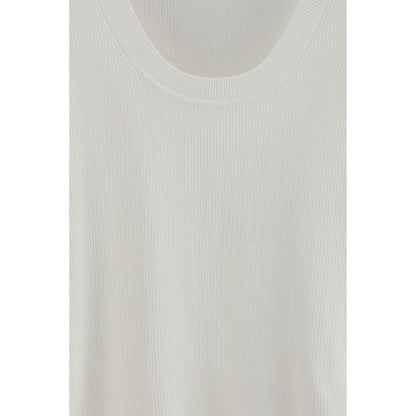 P.A.R.O.S.H. Cream Cotton Ribbed Tank Top