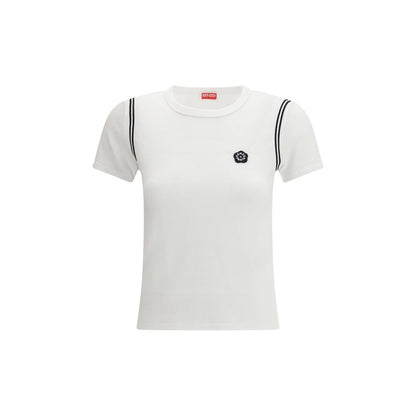 Kenzo White Cotton T-Shirt - Boke Flower 2.0 Embroidered Design