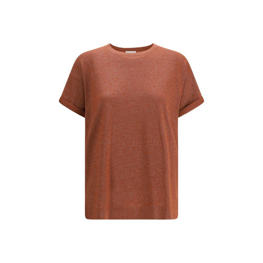 Brunello Cucinelli Brown Silk Blend T-Shirt