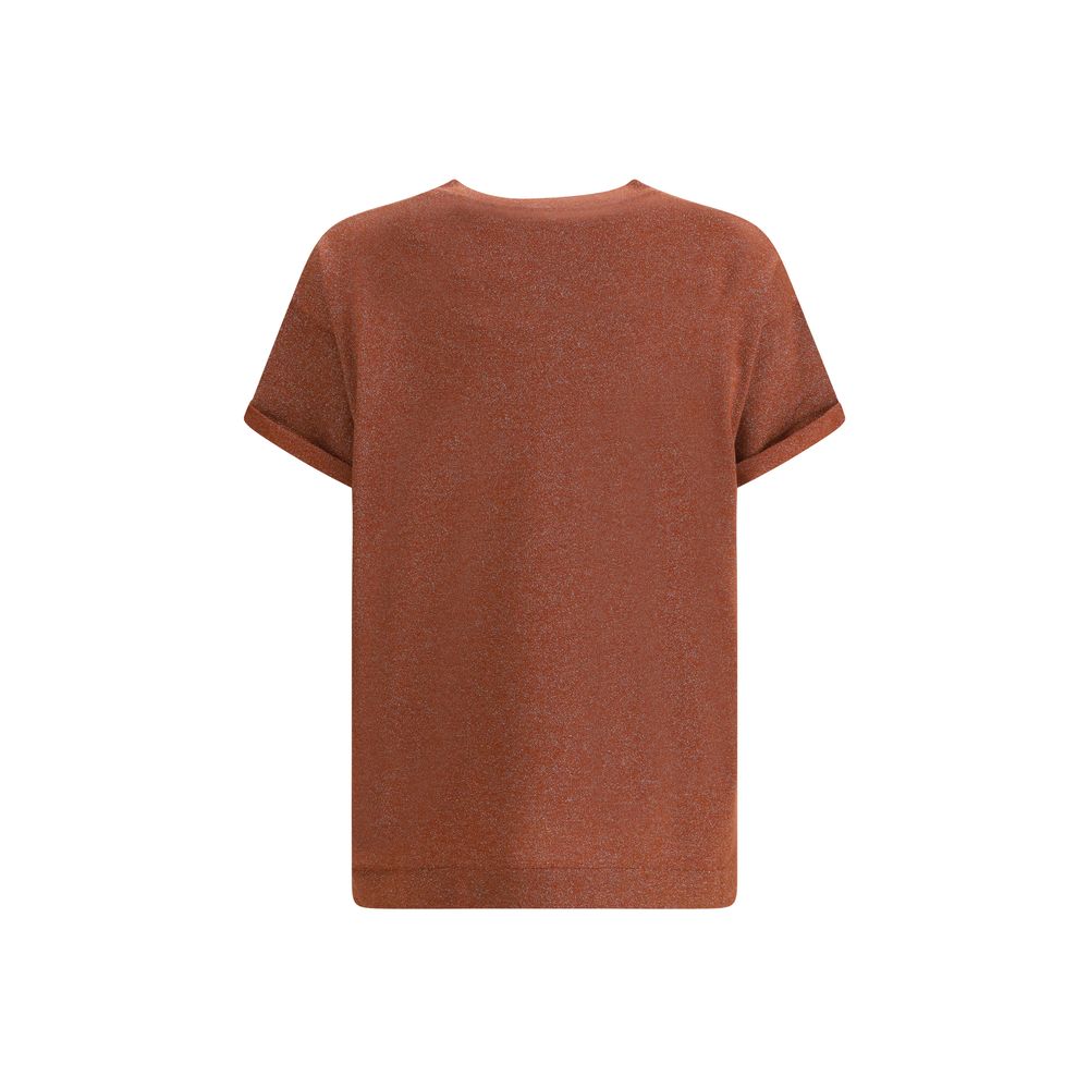 Brunello Cucinelli Brown Silk Blend T-Shirt