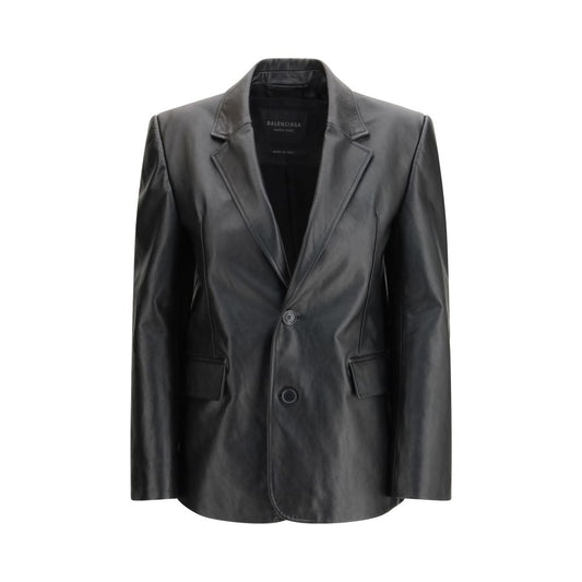 Balenciaga Black Leather Jacket - Refined Modern Tailoring