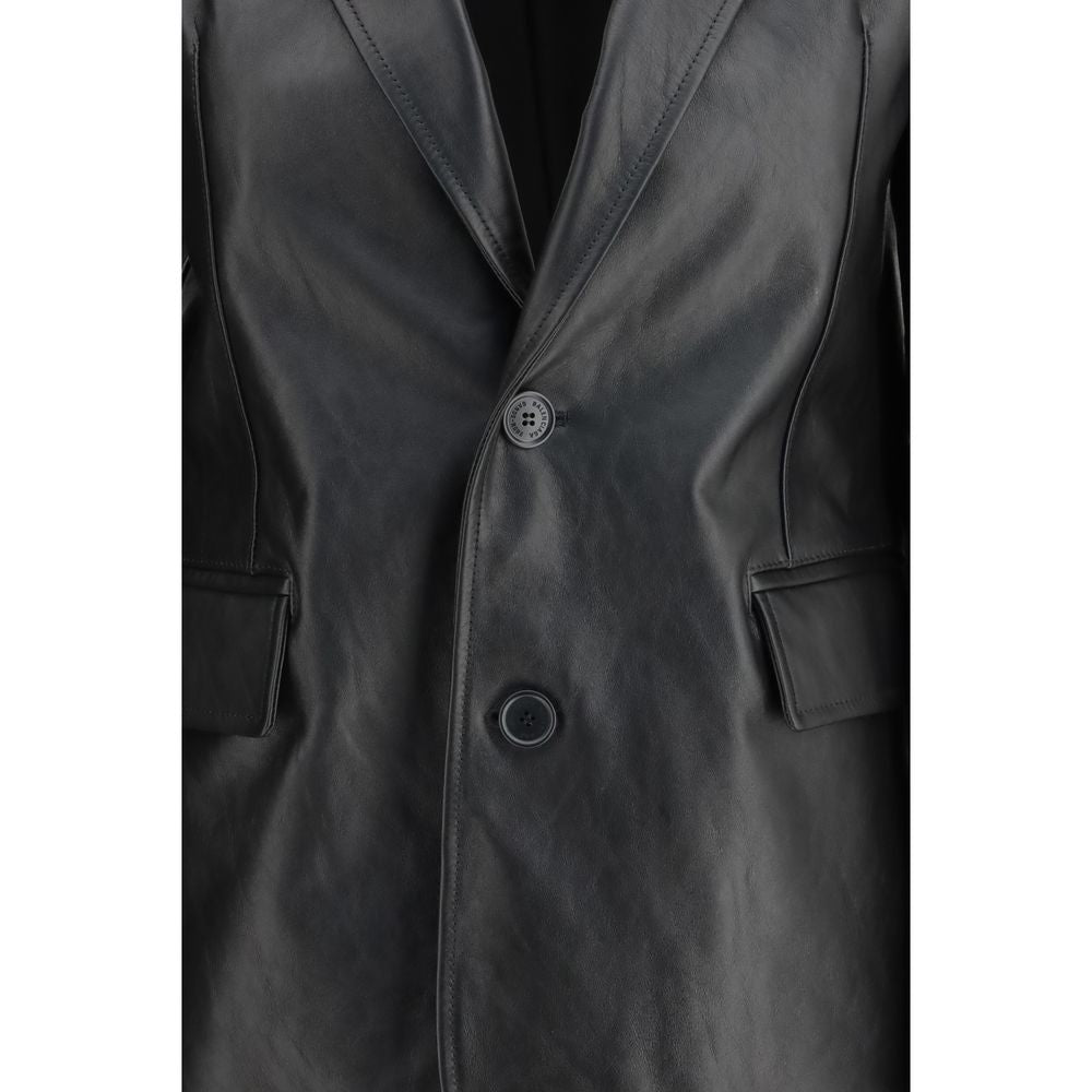 Balenciaga Black Leather Jacket - Refined Modern Tailoring