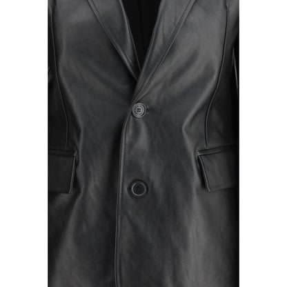 Balenciaga Black Leather Jacket - Refined Modern Tailoring