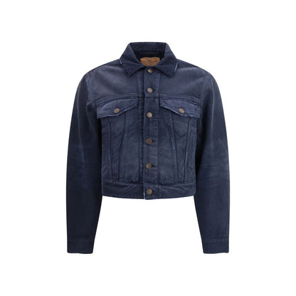 Balenciaga Blue Cotton Denim Jacket - Sculptural Contemporary Trucker Style