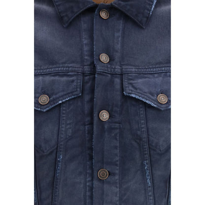 Balenciaga Blue Cotton Denim Jacket - Sculptural Contemporary Trucker Style