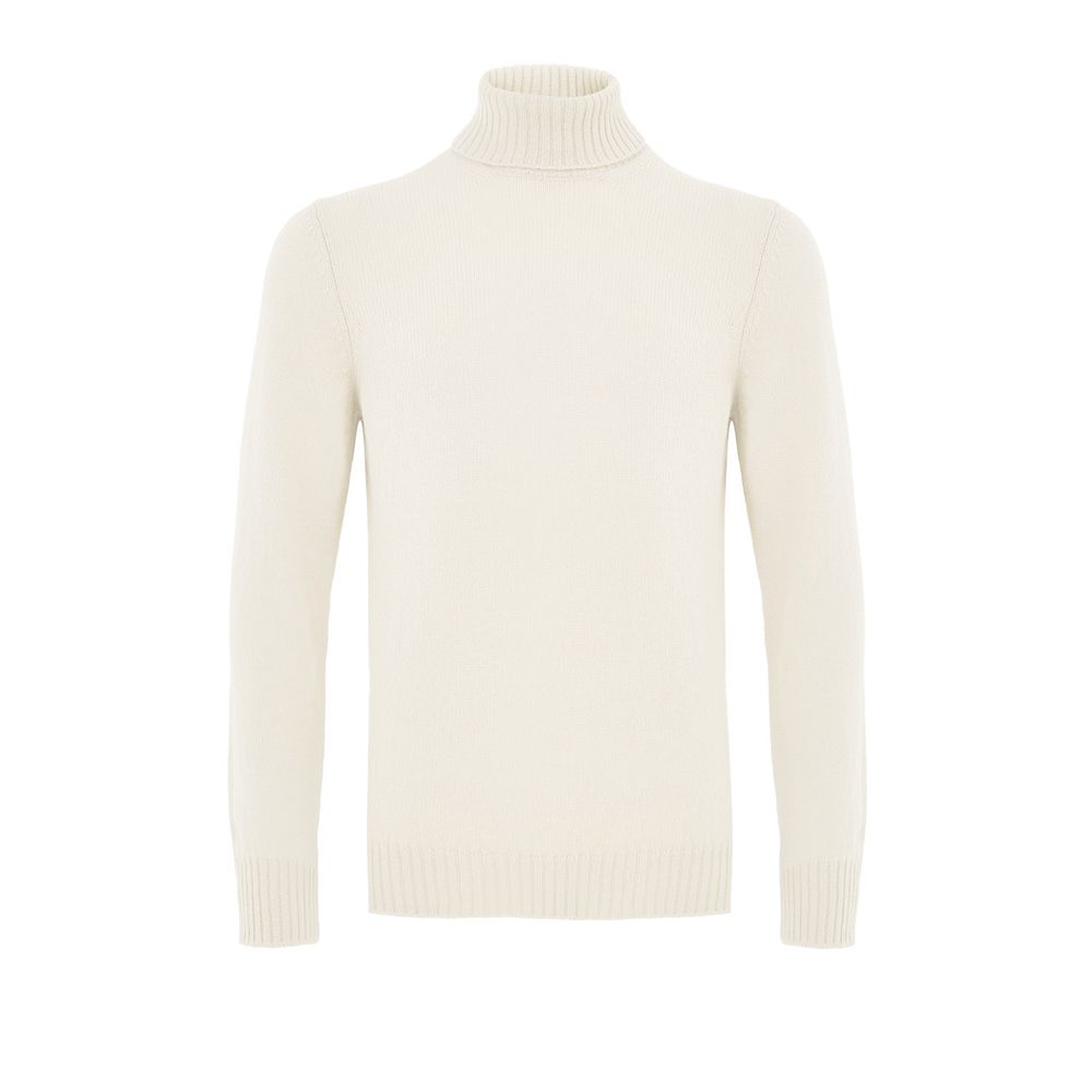 Gran Sasso White Wool Turtleneck Sweater - Timeless Elegance