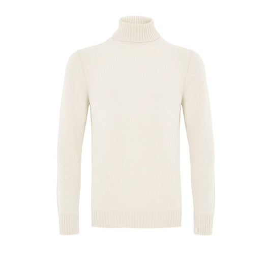 Gran Sasso White Wool Turtleneck Sweater - Timeless Elegance