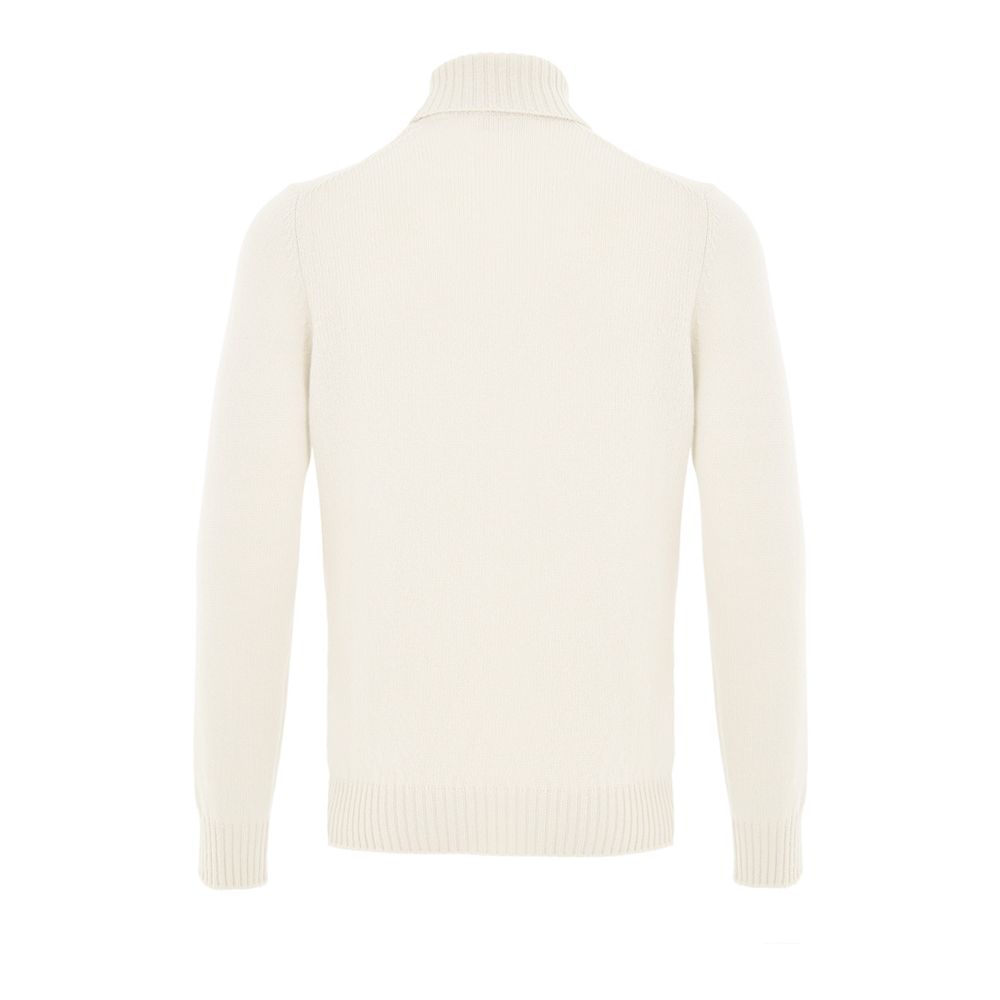 Gran Sasso White Wool Turtleneck Sweater - Timeless Elegance