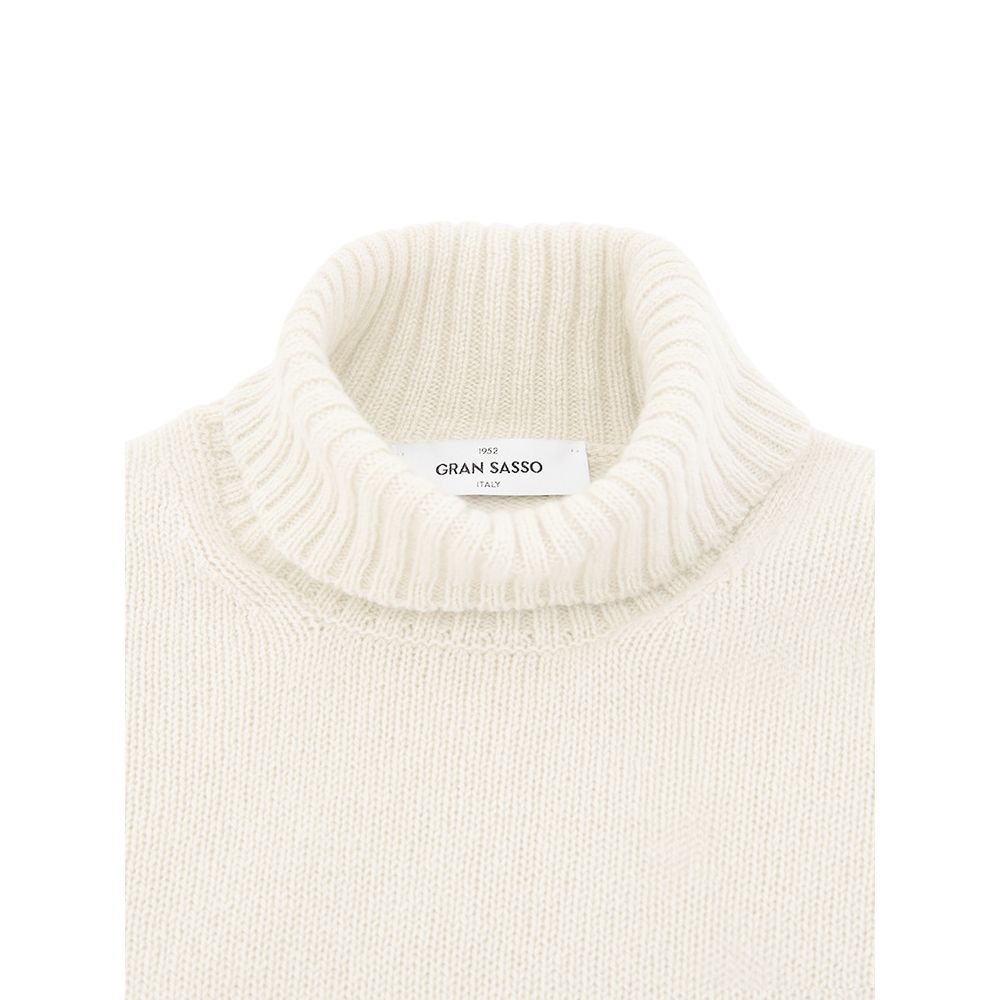 Gran Sasso White Wool Turtleneck Sweater - Timeless Elegance
