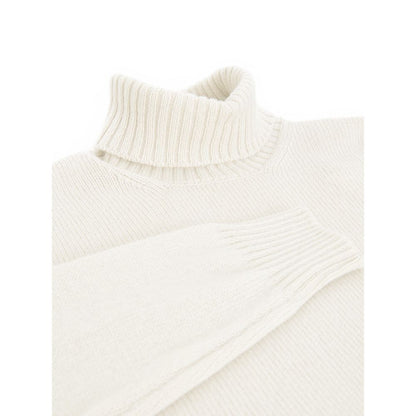 Gran Sasso White Wool Turtleneck Sweater - Timeless Elegance