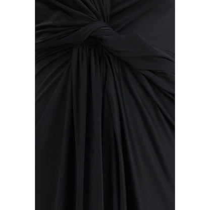 Balenciaga Black Asymmetric Draped Midi Dress