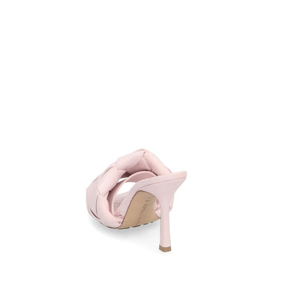 Bottega Veneta Pink Leather Lido Mule Heel Sandals