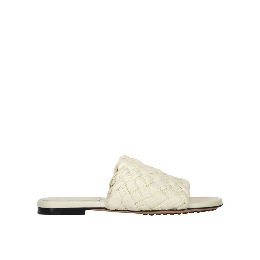 Bottega Veneta White Lamb Leather Parco Flat Mules