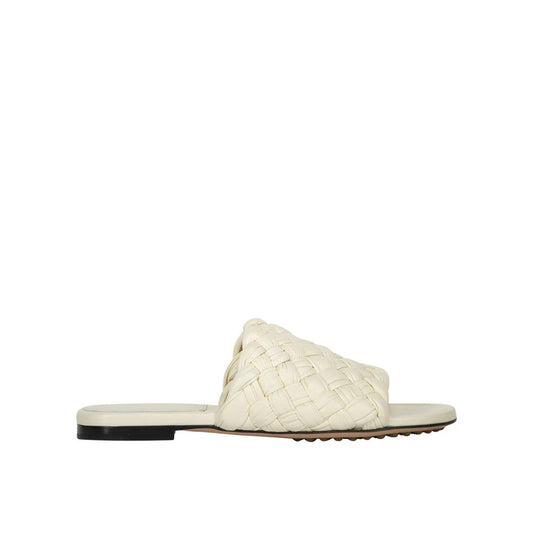 Bottega Veneta White Lamb Leather Parco Flat Mules