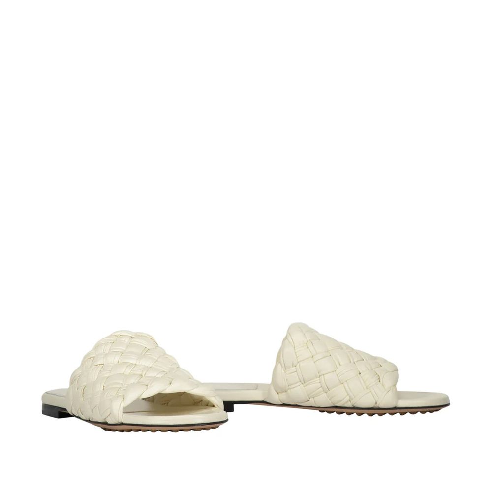 Bottega Veneta White Lamb Leather Parco Flat Mules