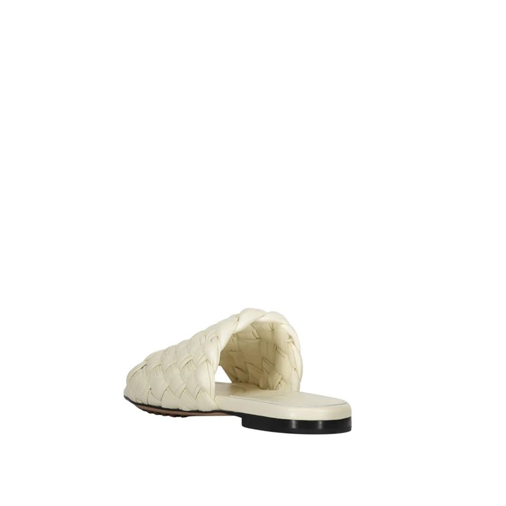 Bottega Veneta White Lamb Leather Parco Flat Mules