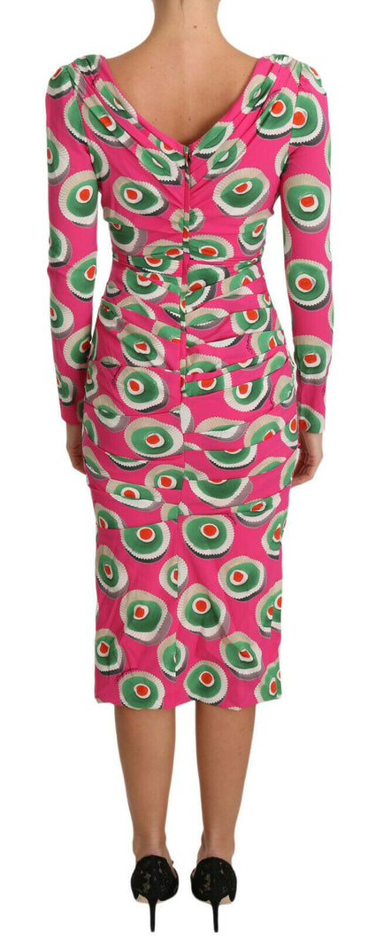  - Elegant Pink Silk Sheath Bodycon Dress