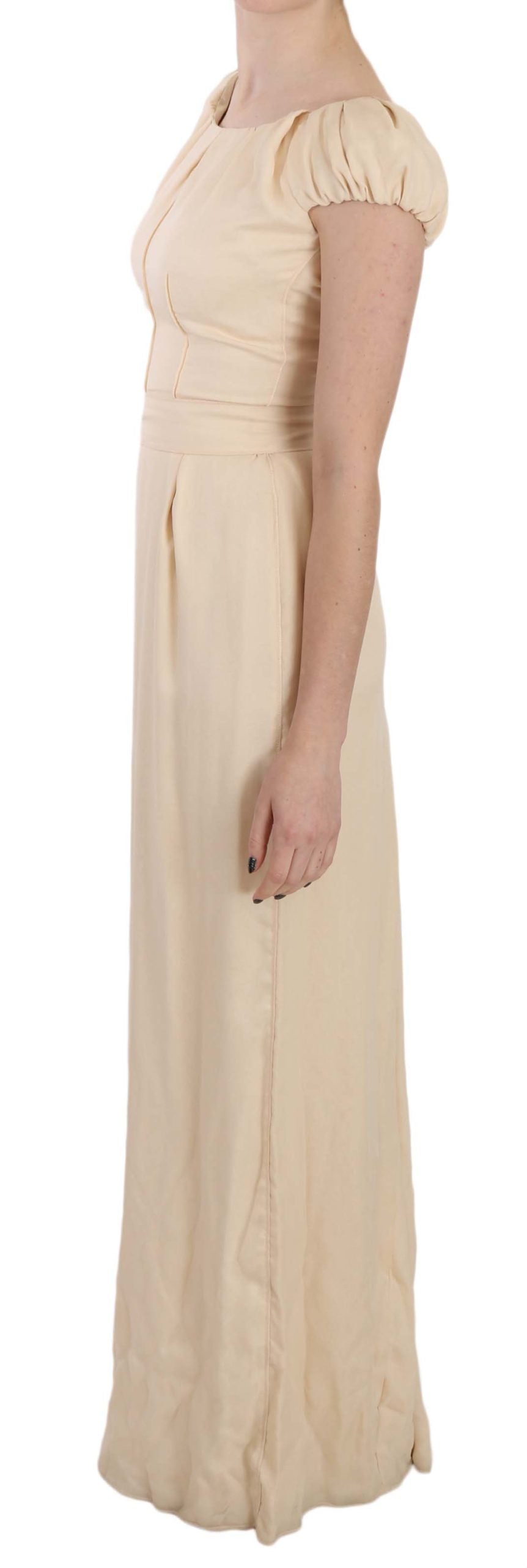  - Silk Column Garterized Sleeve Gown