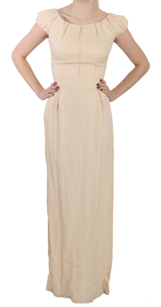  - Silk Column Garterized Sleeve Gown