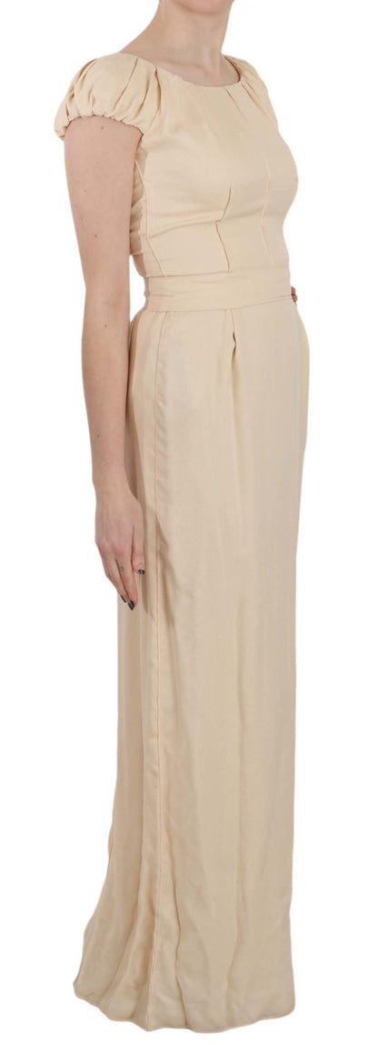  - Silk Column Garterized Sleeve Gown