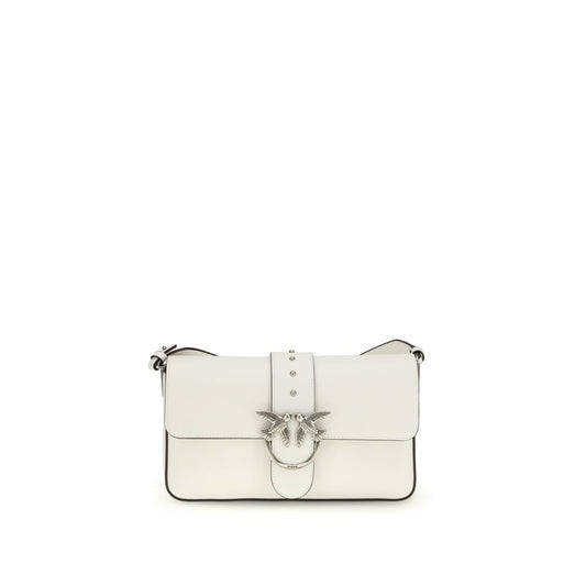 PINKO Love One Shoulder Bag in White Leather