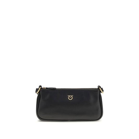 PINKO Black Calf Leather Bos Taurus Shoulder Bag