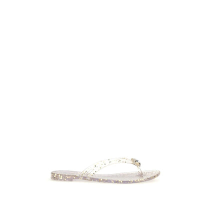 Casadei Gold Polyurethane Flat Sandals