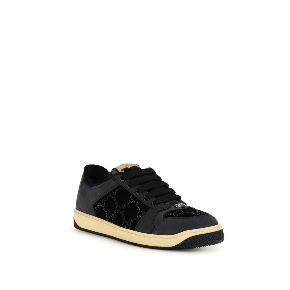 Gucci Black GG Crystal Screener Sneakers for Women