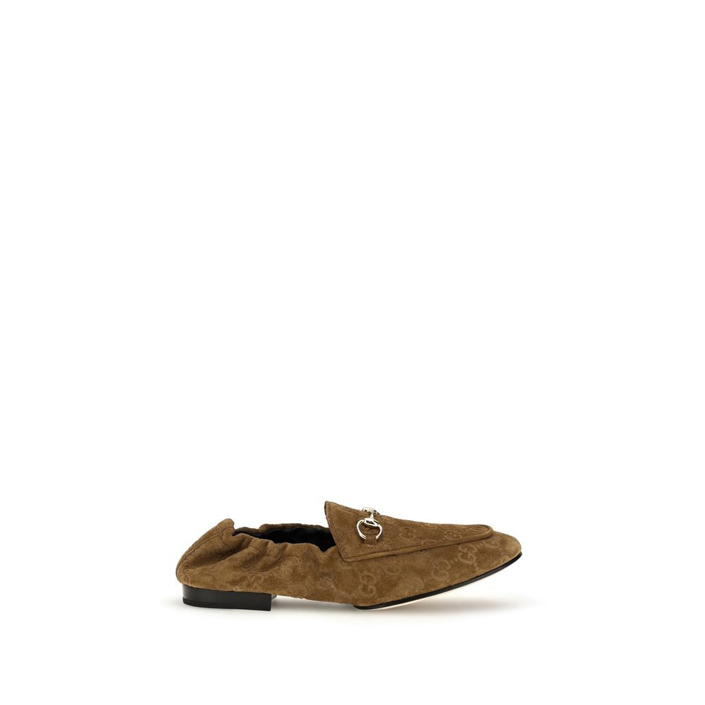 Gucci Brown Suede Leather Jordaan Loafers for Women