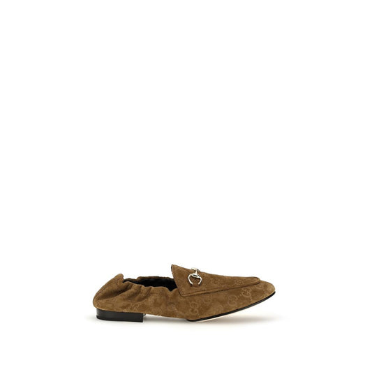 Gucci Brown Suede Leather Jordaan Loafers for Women