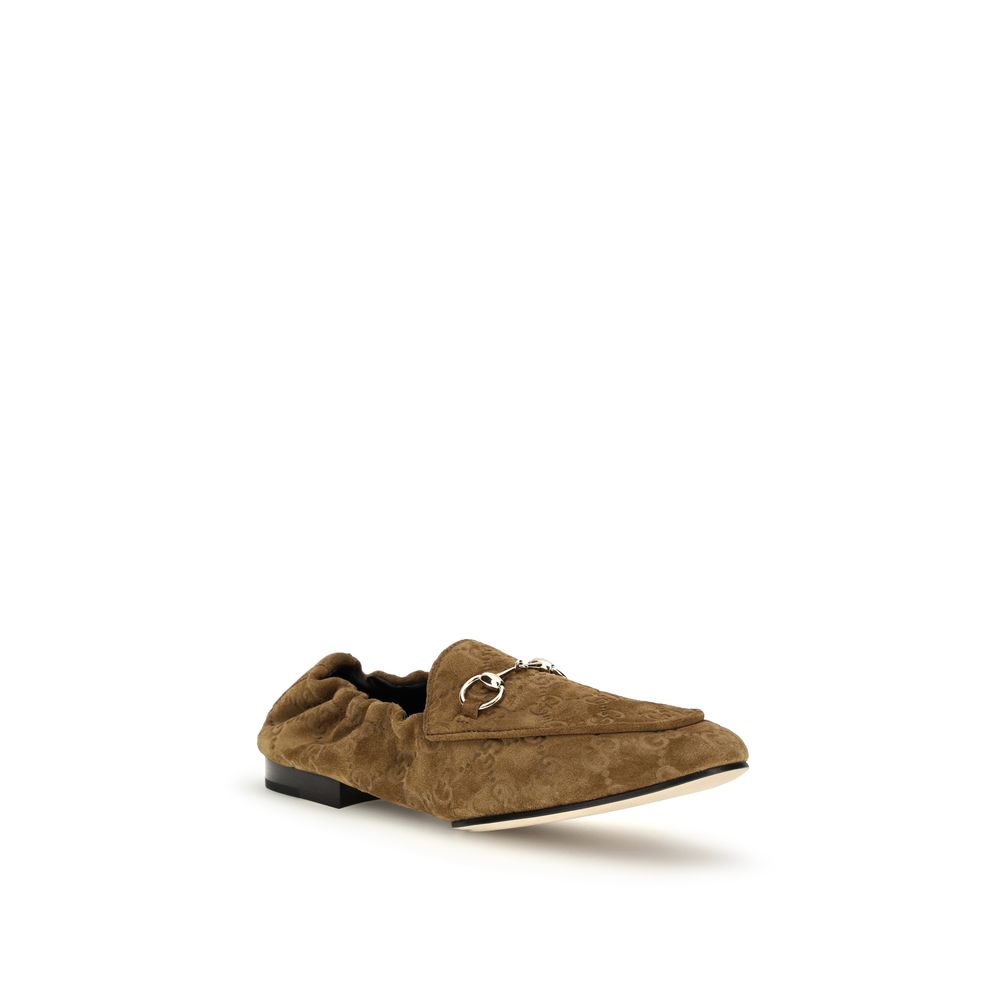 Gucci Brown Suede Leather Jordaan Loafers for Women