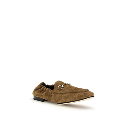 Gucci Brown Suede Leather Jordaan Loafers for Women