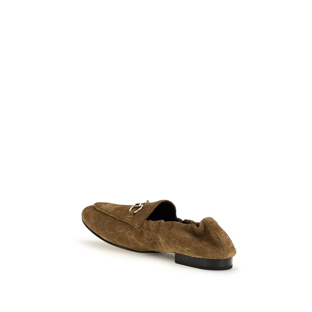 Gucci Brown Suede Leather Jordaan Loafers for Women