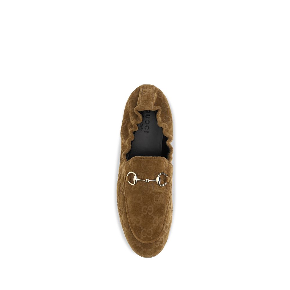 Gucci Brown Suede Leather Jordaan Loafers for Women