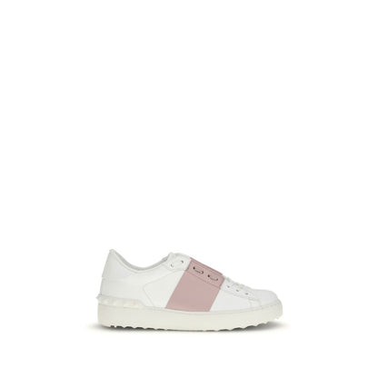 Valentino Garavani White & Pink Open Low Top Sneakers