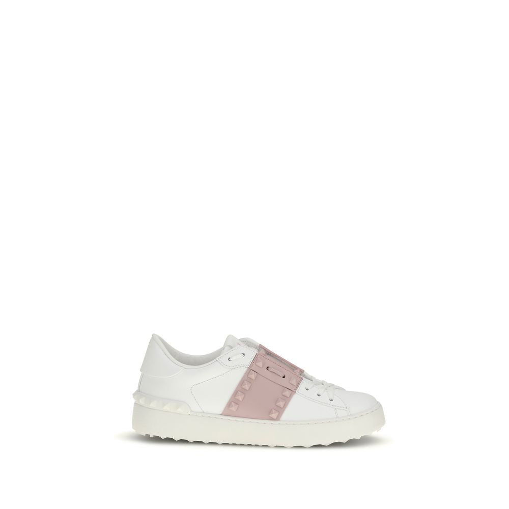 Valentino Garavani White & Rose Open Stud Sneakers