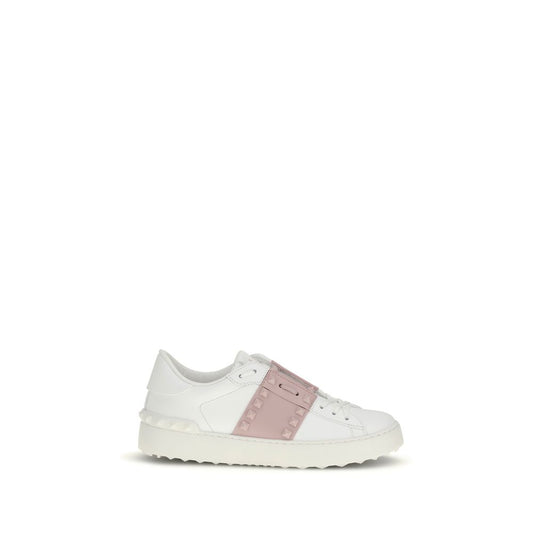 Valentino Garavani White & Rose Open Stud Sneakers