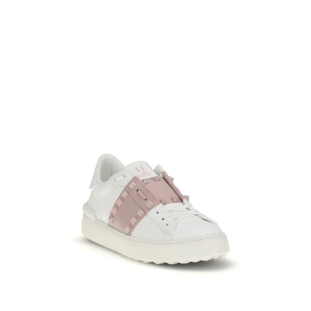 Valentino Garavani White & Rose Open Stud Sneakers