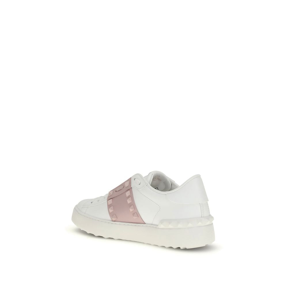 Valentino Garavani White & Rose Open Stud Sneakers