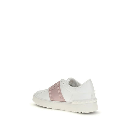 Valentino Garavani White & Rose Open Stud Sneakers